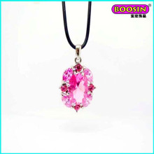 Manufacturer Wholesale High Quality Leather Big Crystal Pendant Necklace